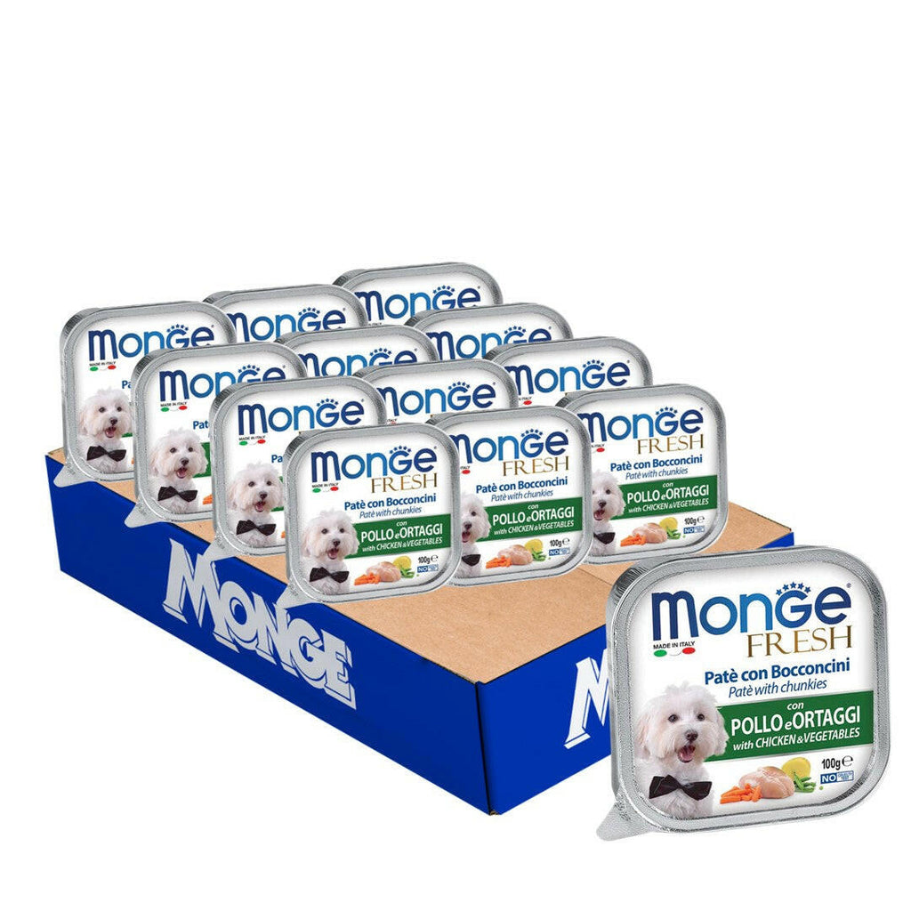[CTN OF 32] Monge Fresh Pate & Chunkies Wet Dog Food - Chicken & Veg (100g).
