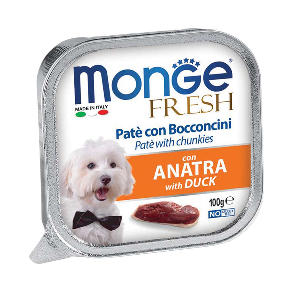 Monge Fresh Pate & Chunkies Wet Dog Food - Duck (100g).