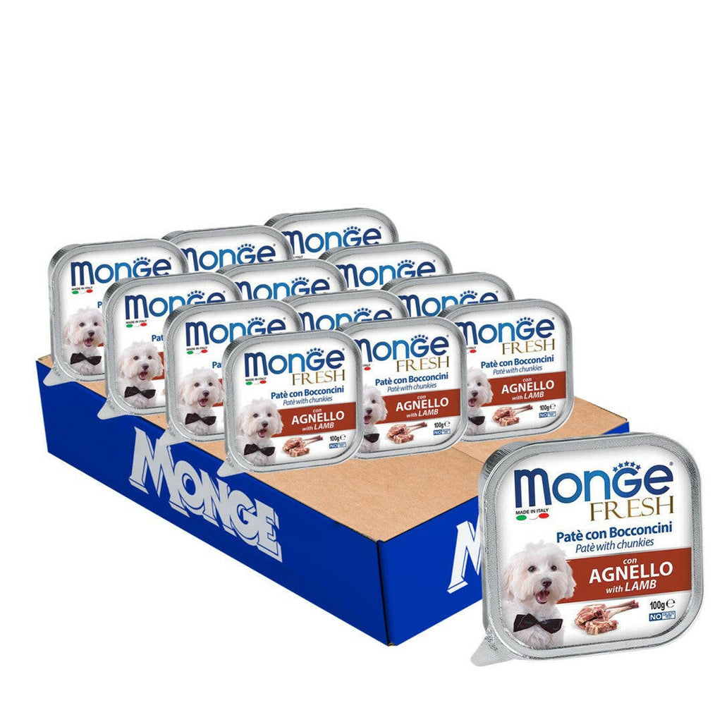 [CTN OF 32] Monge Fresh Pate & Chunkies Wet Dog Food - Lamb (100g).