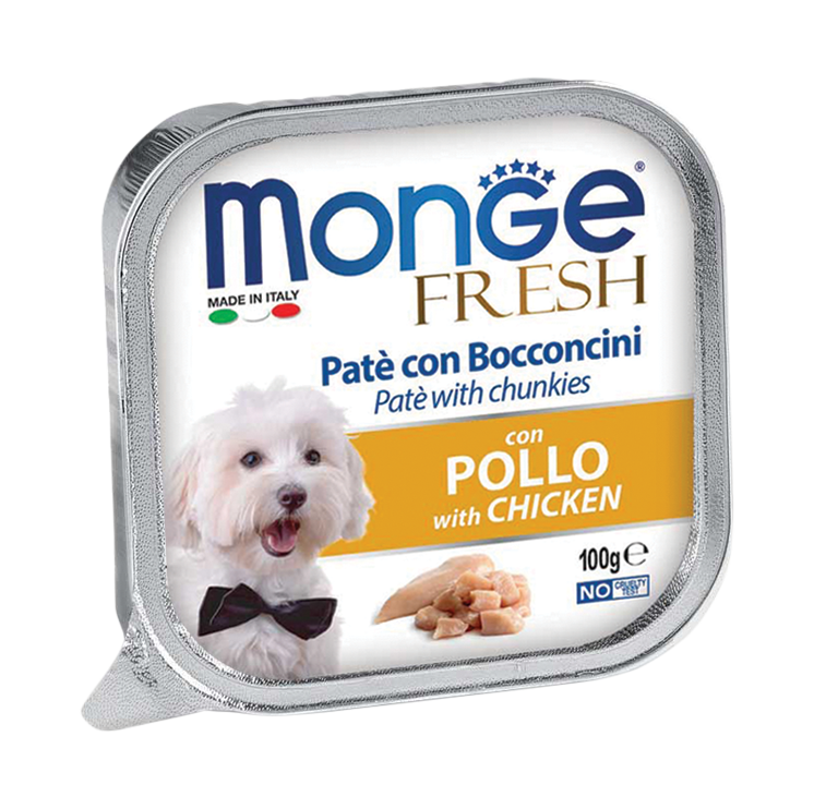 [CTN OF 32] Monge Fresh Pate & Chunkies Wet Dog Food - Chicken (100g).