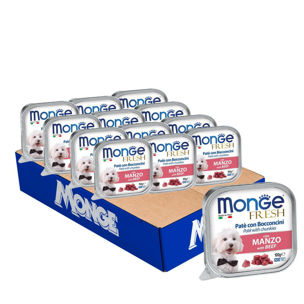 [CTN OF 32] Monge Fresh Pate & Chunkies Wet Dog Food - Beef (100g).