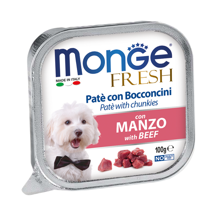 [CTN OF 32] Monge Fresh Pate & Chunkies Wet Dog Food - Beef (100g).