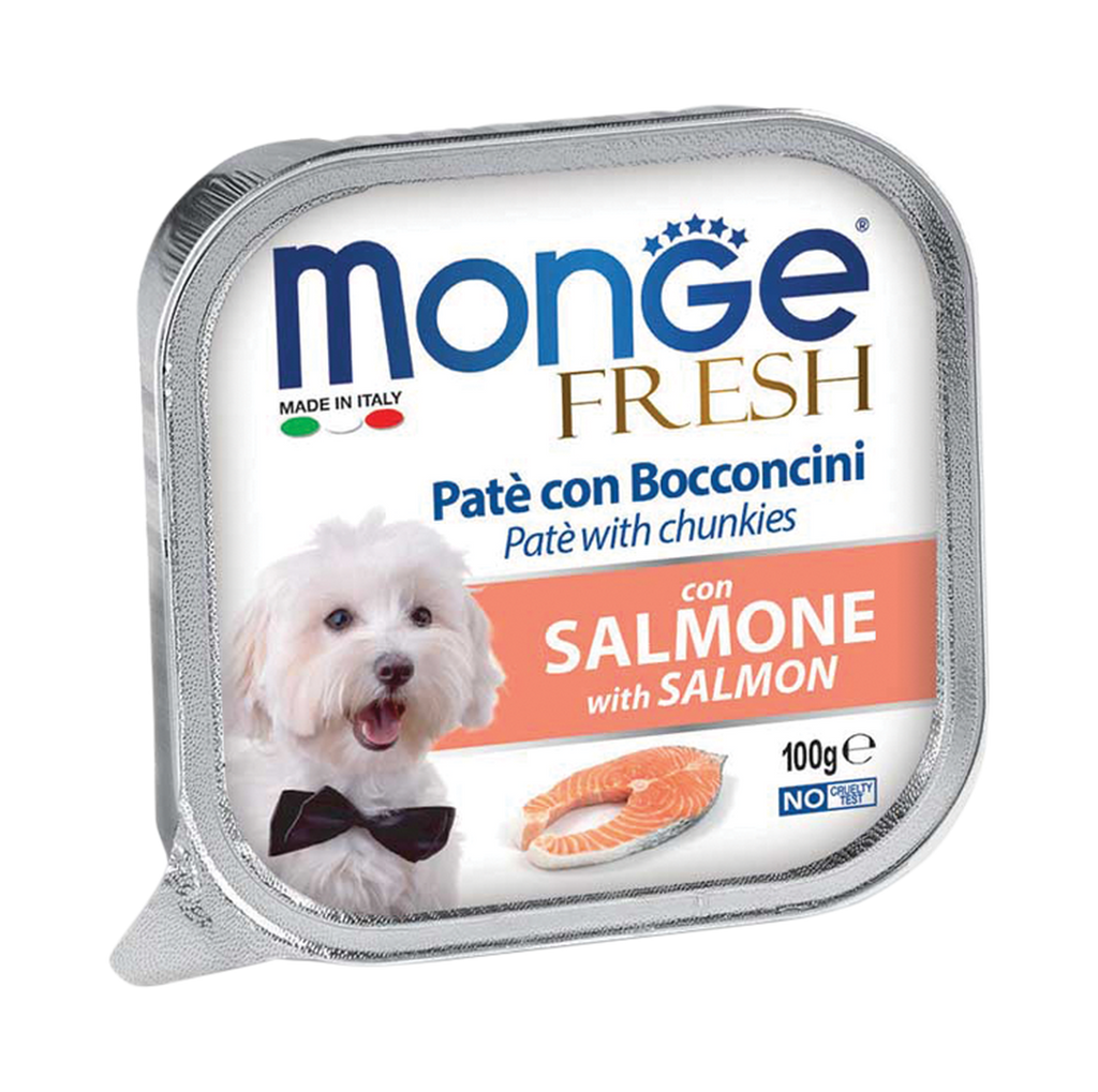 Monge Fresh Pate & Chunkies Wet Dog Food - Salmon (100g).
