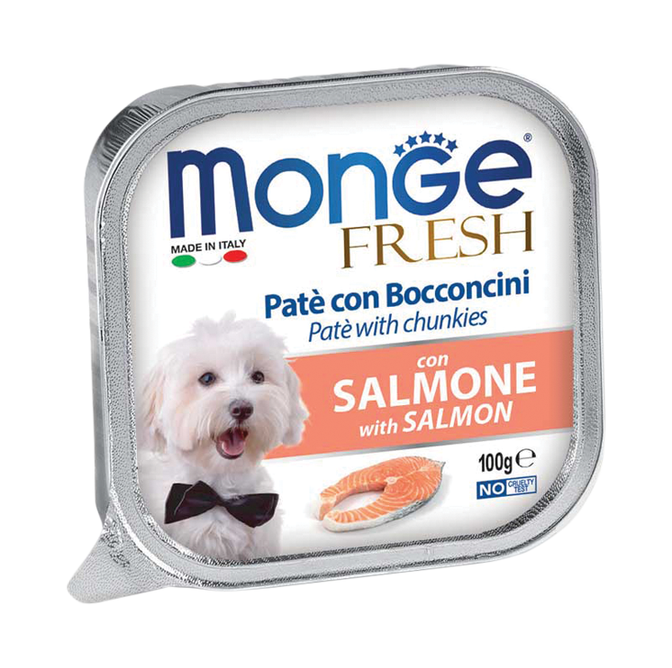 [CTN OF 32] Monge Fresh Pate & Chunkies Wet Dog Food - Salmon (100g).