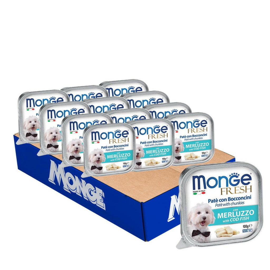 [CTN OF 32] Monge Fresh Pate & Chunkies Wet Dog Food - Cod Fish (100g).