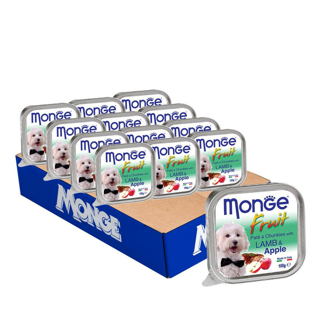 [CTN OF 32] Monge Fruits Pate & Chunkies Wet Dog Food - Lamb & Apple (100g).