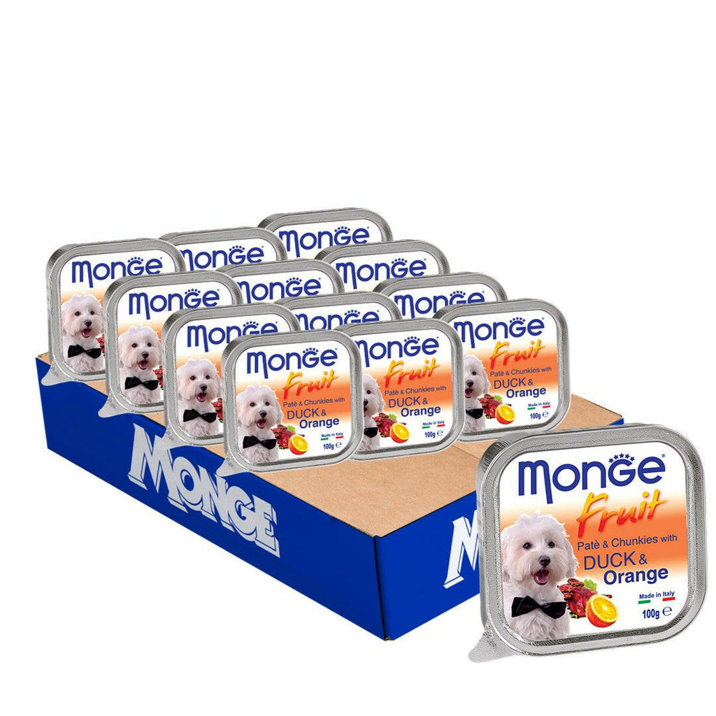 [CTN OF 32] Monge Fruits Pate & Chunkies Wet Dog Food - Duck & Orange (100g).