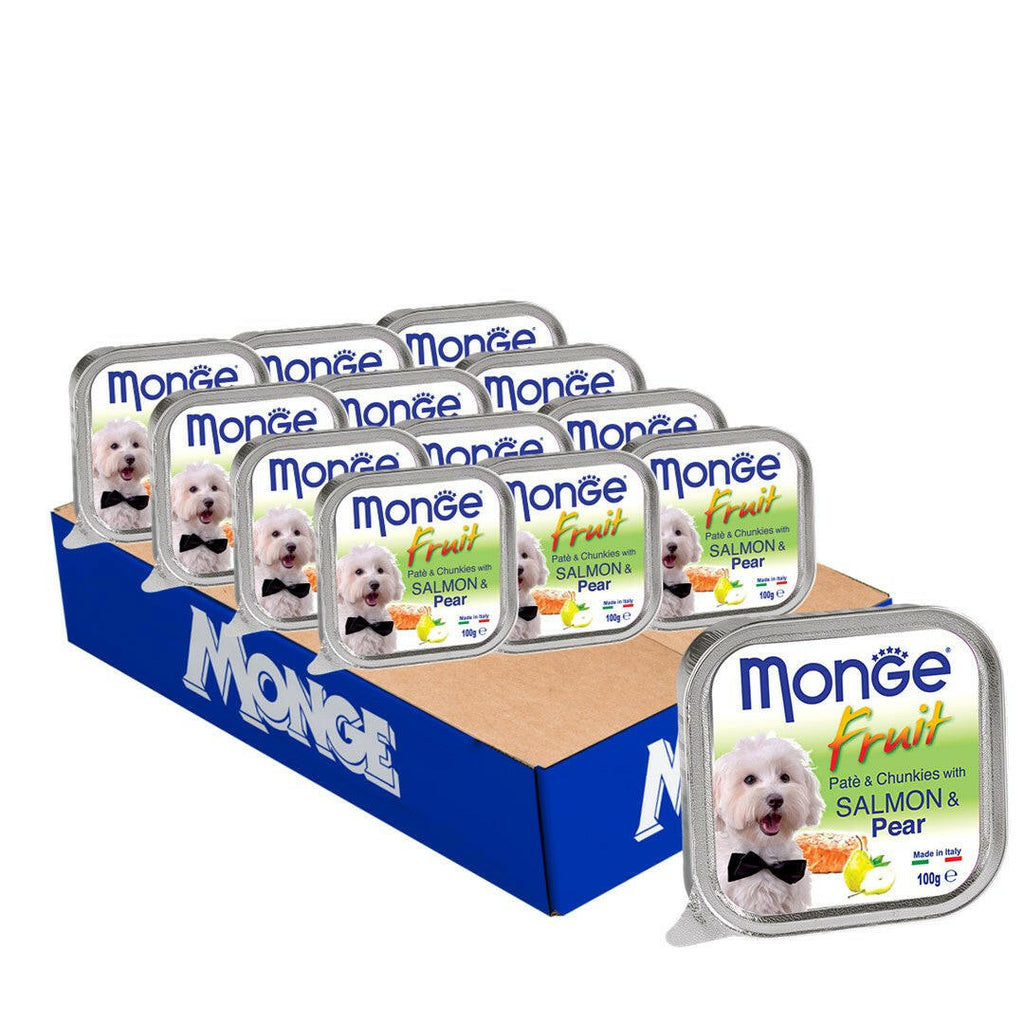 [CTN OF 32] Monge Fruits Pate & Chunkies Wet Dog Food - Salmon & Pear (100g).