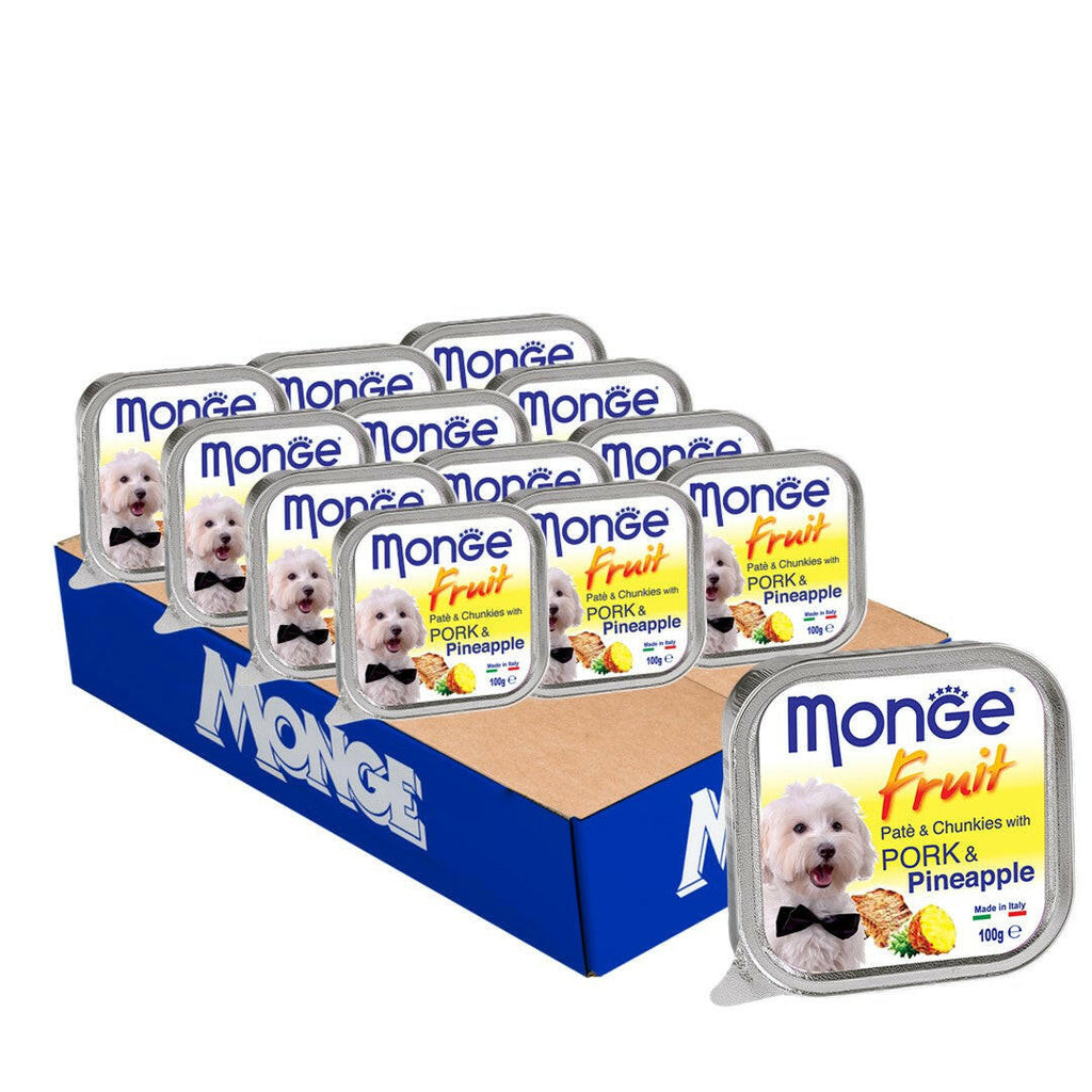 [CTN OF 32] Monge Fruits Pate & Chunkies Wet Dog Food - Pork & Pineapple (100g).