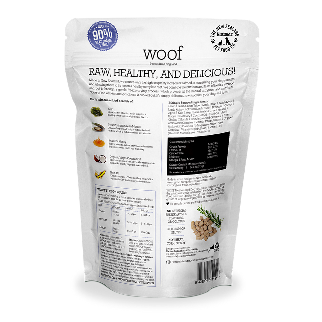 WOOF Freeze Dried Raw Food For Dog - Lamb (280g).