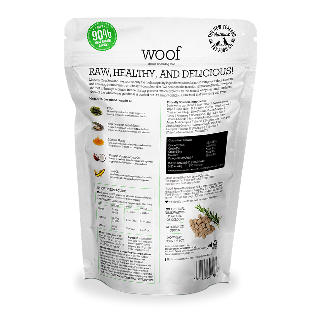 WOOF Freeze Dried Raw Food For Dog - Duck (280g).