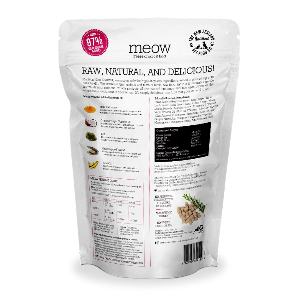 MEOW Freeze Dried Raw Food for Cat - Lamb & Hoki (280g).