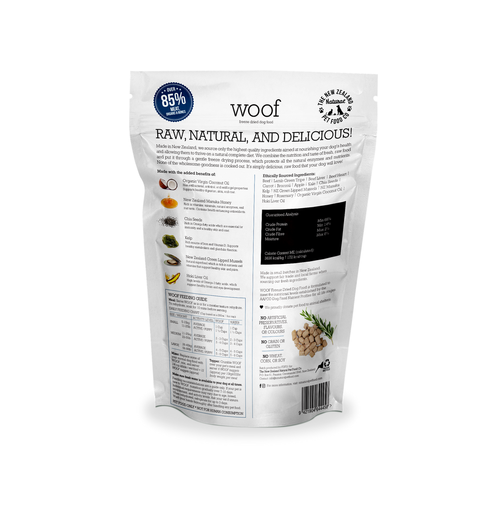 WOOF Freeze Dried Raw Food For Dog - Beef (280g).