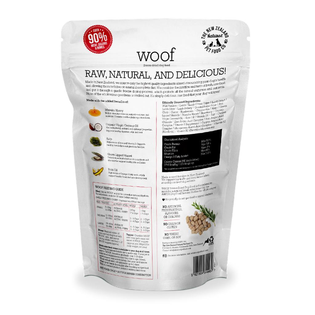 WOOF Freeze Dried Raw Food For Dog - Wild Venison (280g).
