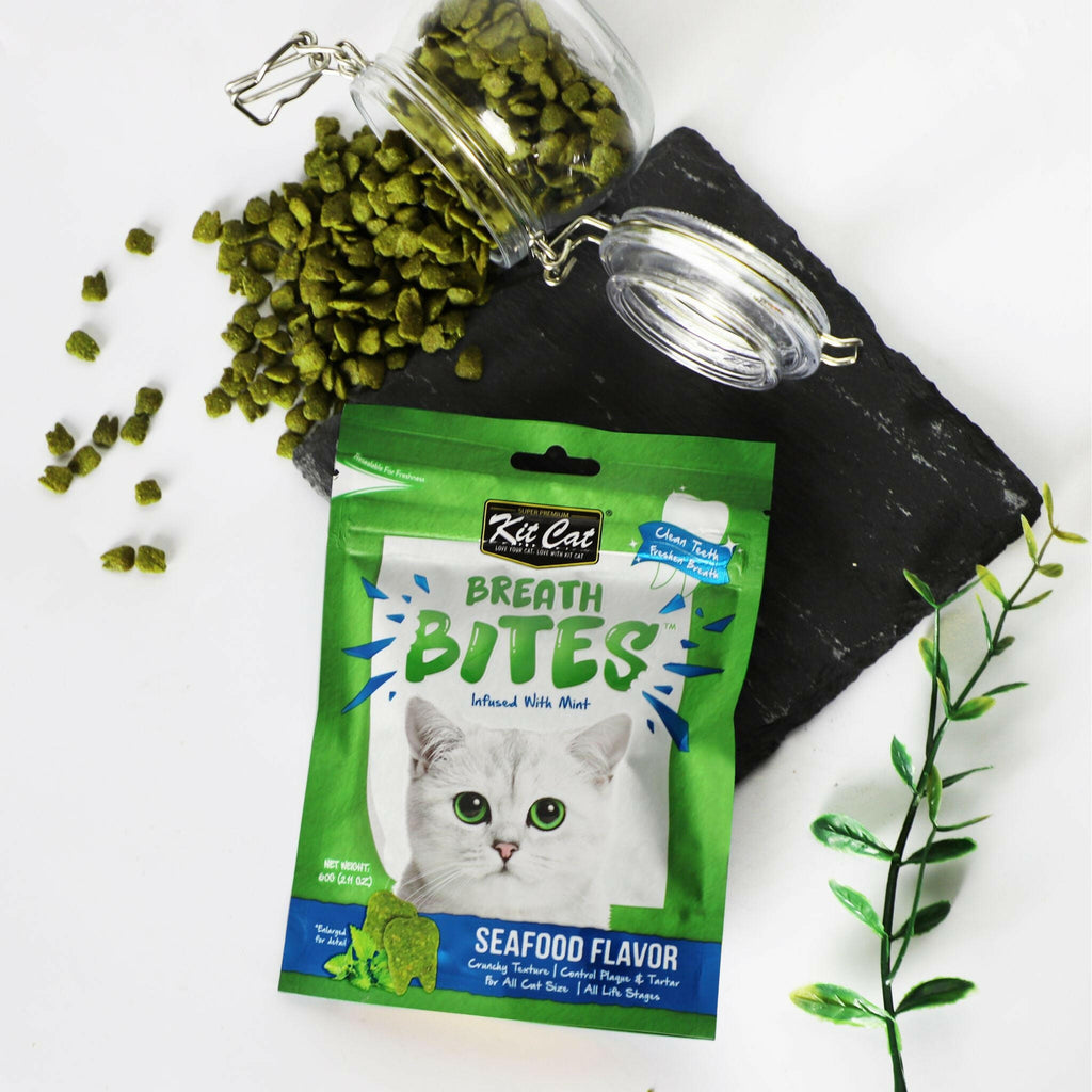 Kit Cat Breath Bites Dental Cat Treats - Seafood (60g).