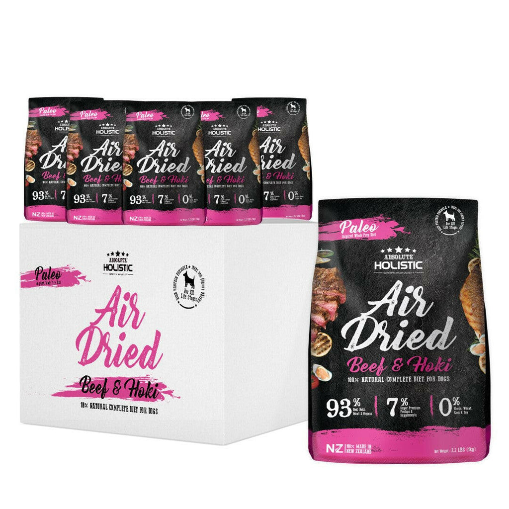 [CTN OF 6] Absolute Holistic Air Dried Food for Dogs - Beef & Hoki (1kg).