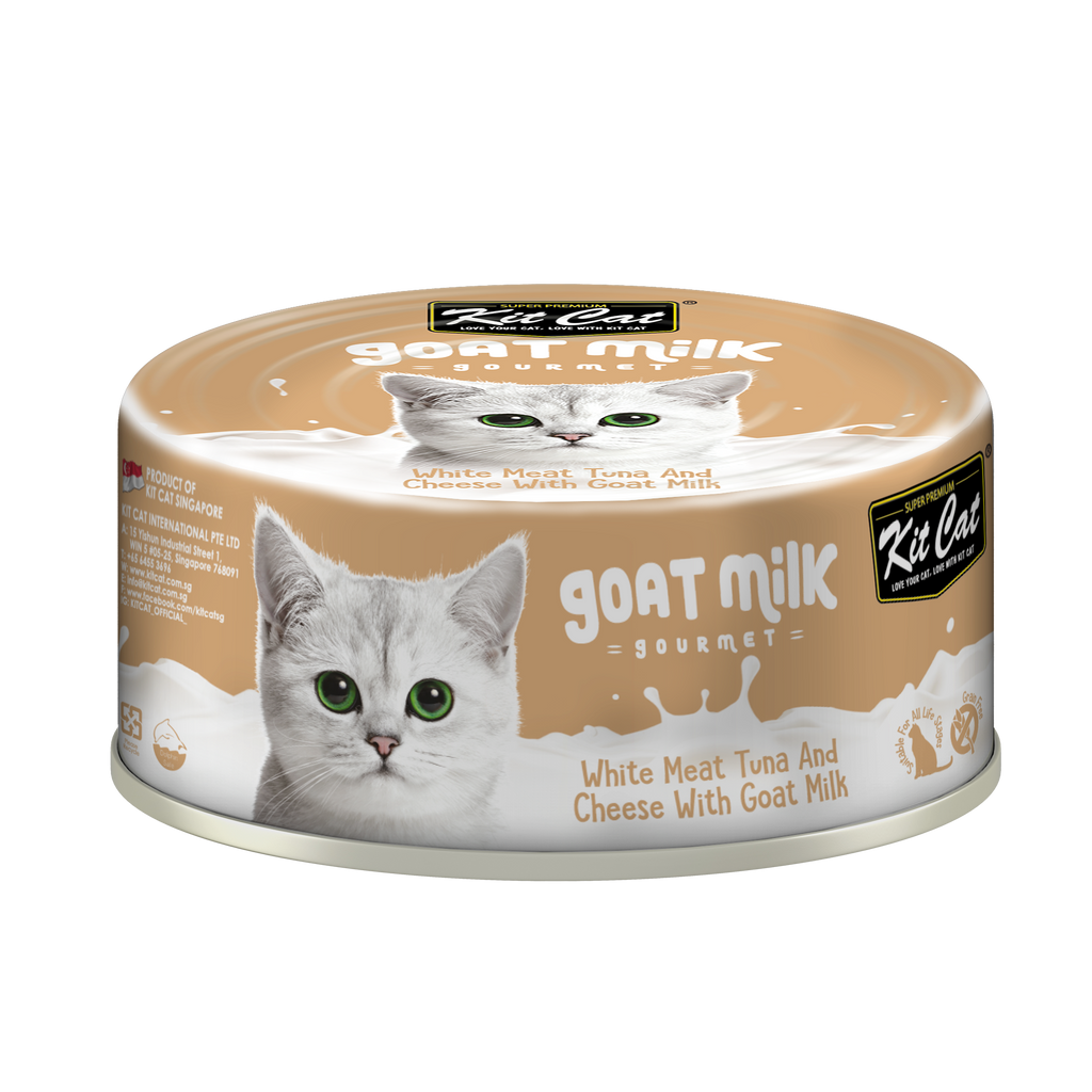 [CTN OF 24] Kit Cat Goat Milk Gourmet Canned Cat Food - Tuna & Cheese (70g).