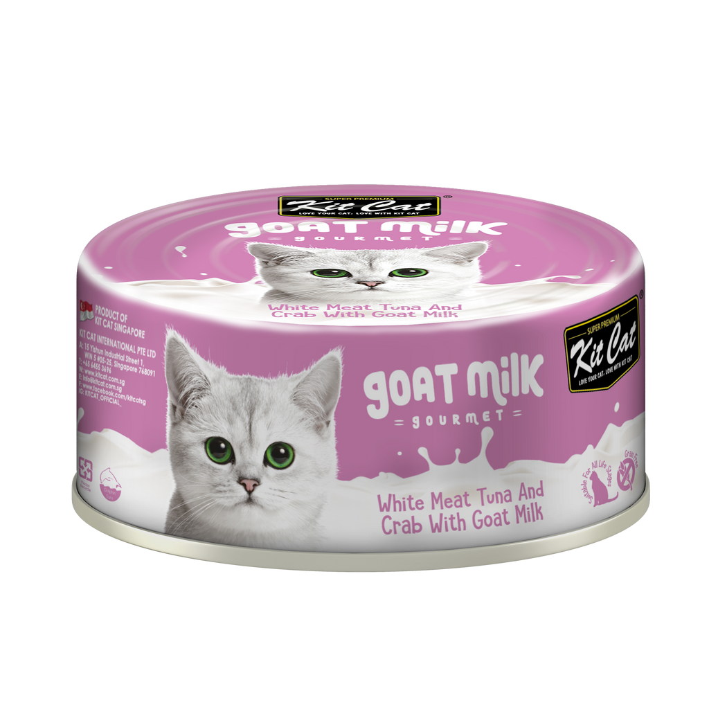 [CTN OF 24] Kit Cat Goat Milk Gourmet Canned Cat Food - Tuna & Crab (70g).