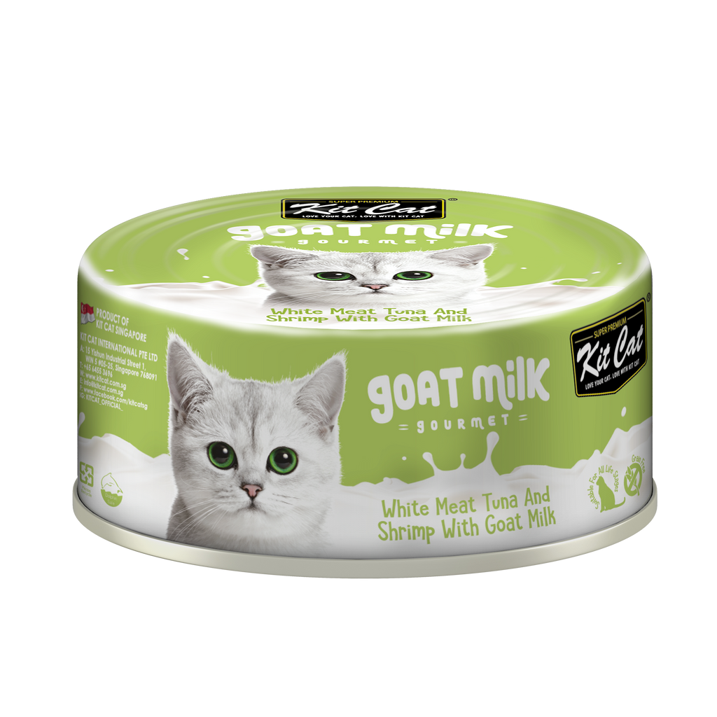 [CTN OF 24] Kit Cat Goat Milk Gourmet Canned Cat Food - Tuna & Shirmp (70g).