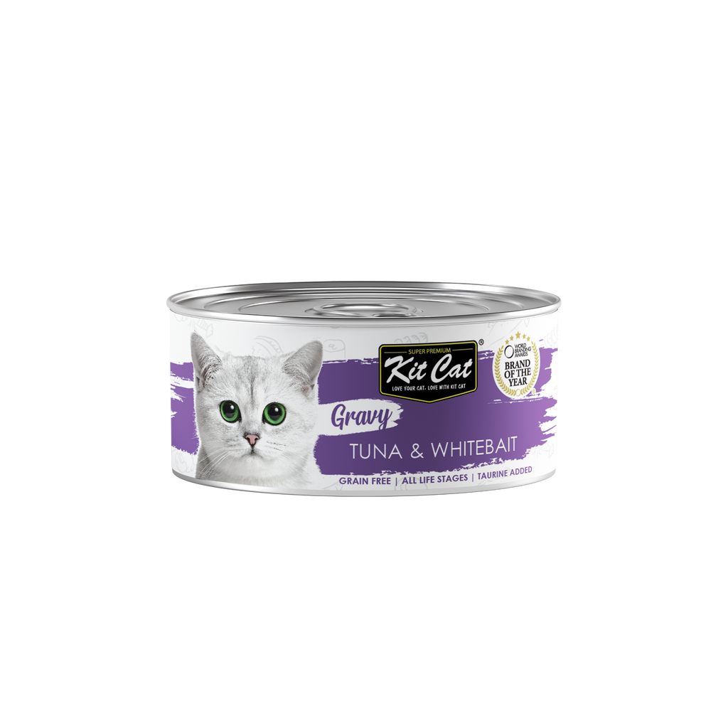 [CTN OF 24] Kit Cat Gravy Cat Canned Food - Tuna & Whitebait (70g).