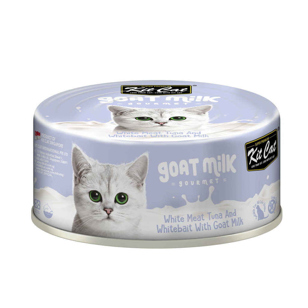 [CTN OF 24] Kit Cat Goat Milk Gourmet Canned Cat Food - Tuna & Whitebait (70g).