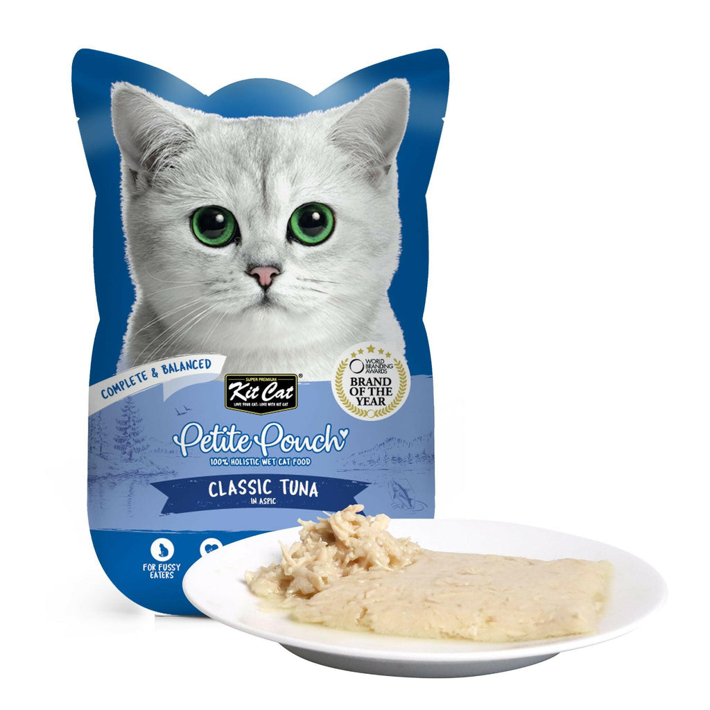Kit Cat Petite Pouch Complete & Balanced Wet Cat Food - Classic Tuna in Aspic (70g).