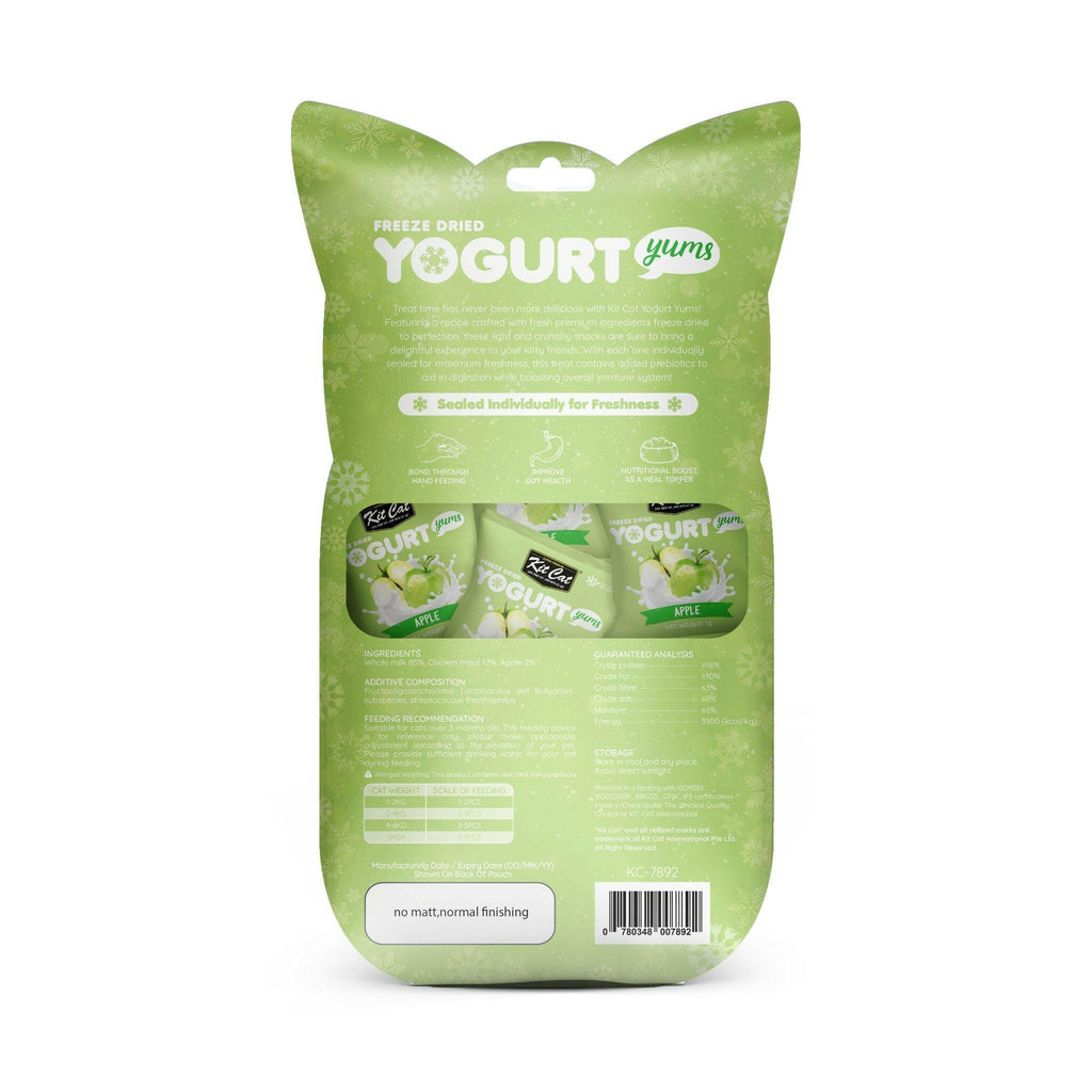 [CTN OF 48] Kit Cat Freeze Dried Yogurt Yums Cat Treat - Apple (10pcs/pkt).