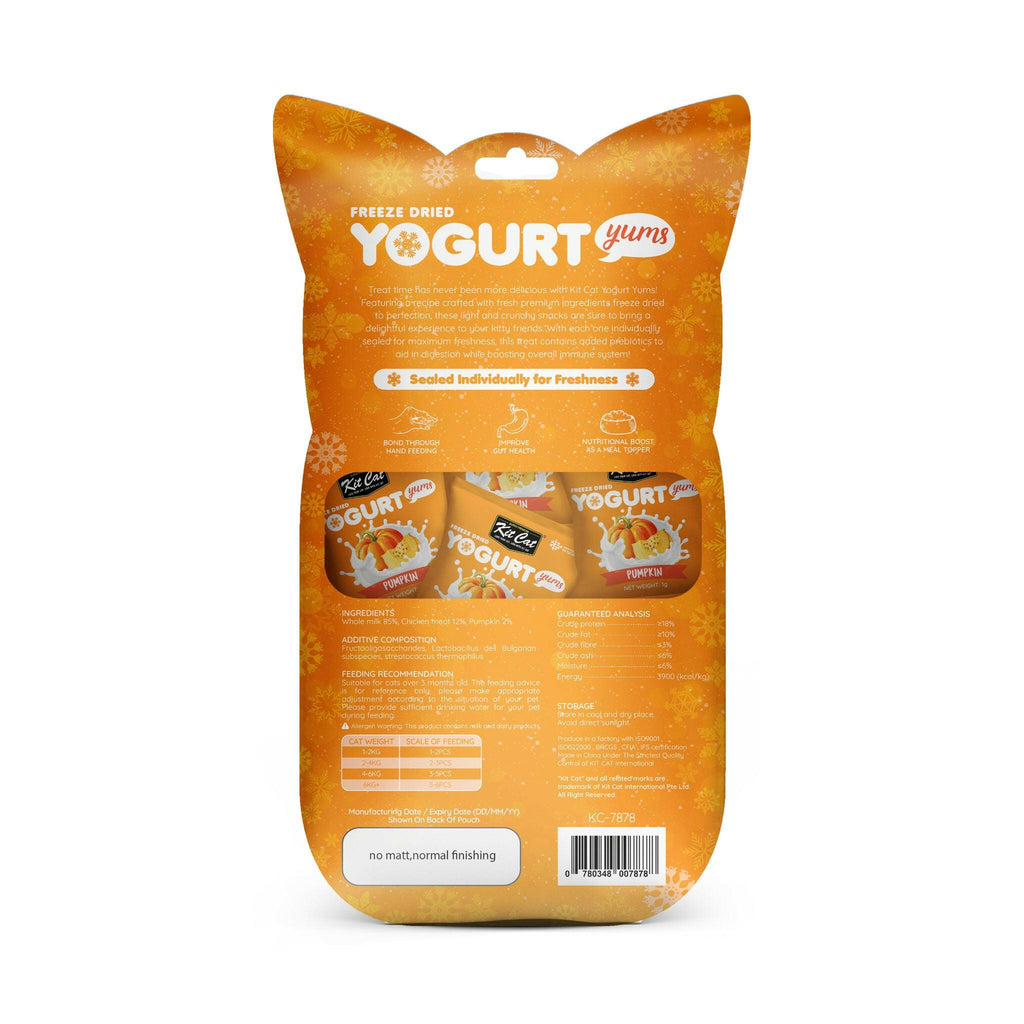 Kit Cat Freeze Dried Yogurt Yums Cat Treat - Pumpkin (10pcs).