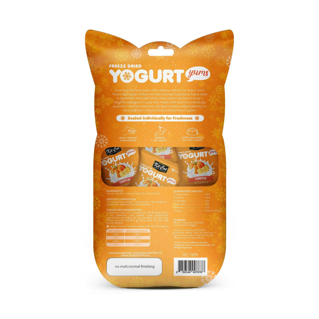 [CTN OF 48] Kit Cat Freeze Dried Yogurt Yums Cat Treats - Pumpkin (10pcs/pkt).