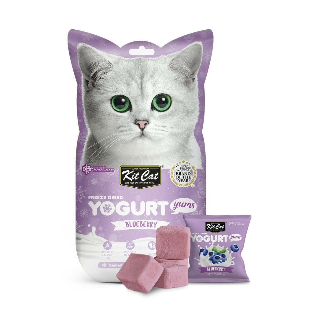 [CTN OF 48] Kit Cat Freeze Dried Yogurt Yums Cat Treat - Blueberry (10pcs/pkt).