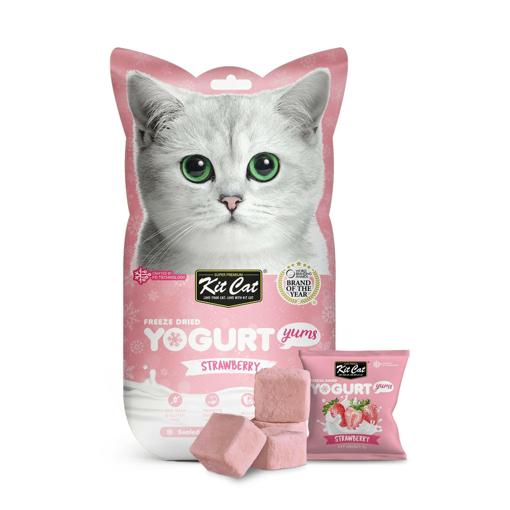 [CTN OF 48] Kit Cat Freeze Dried Yogurt Yums Cat Treats - Strawberry (10pcs/pkt).