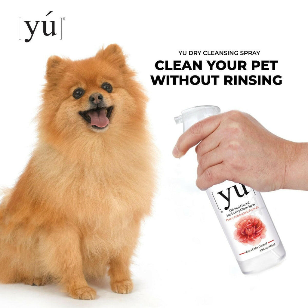 YU Oriental Natural Herbs Bath Dry Clean Spray for Cats & Dogs -  Peony Anti-Bacteria (145ml).
