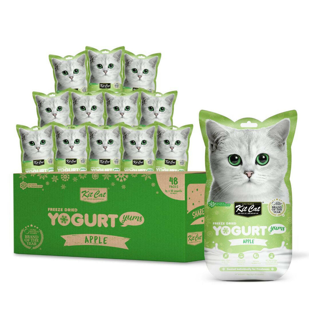 [CTN OF 48] Kit Cat Freeze Dried Yogurt Yums Cat Treat - Apple (10pcs/pkt).