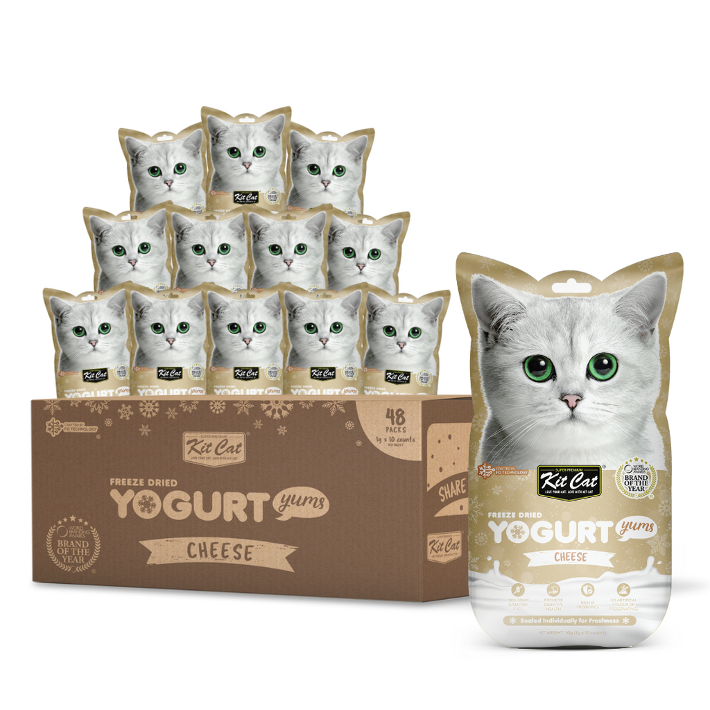[CTN OF 48] Kit Cat Freeze Dried Yogurt Yums Cat Treat - Cheese (10pcs/pkt).