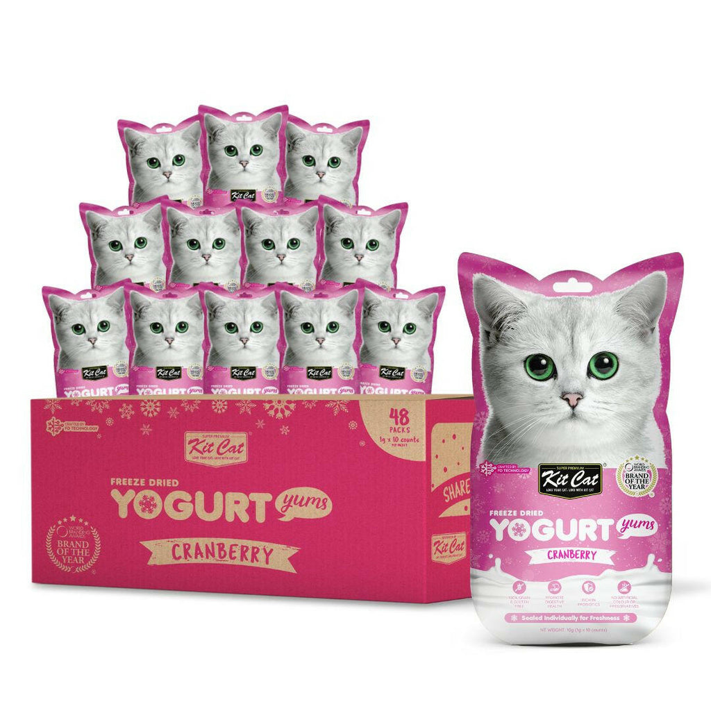[CTN OF 48] Kit Cat Freeze Dried Yogurt Yums Cat Treat - Cranberry (10pcs/pkt).