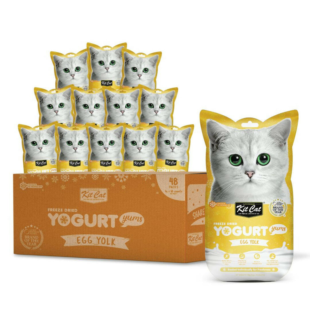 [CTN OF 48] Kit Cat Freeze Dried Yogurt Yums Cat Treat - Egg Yolk (10pcs/pkt).