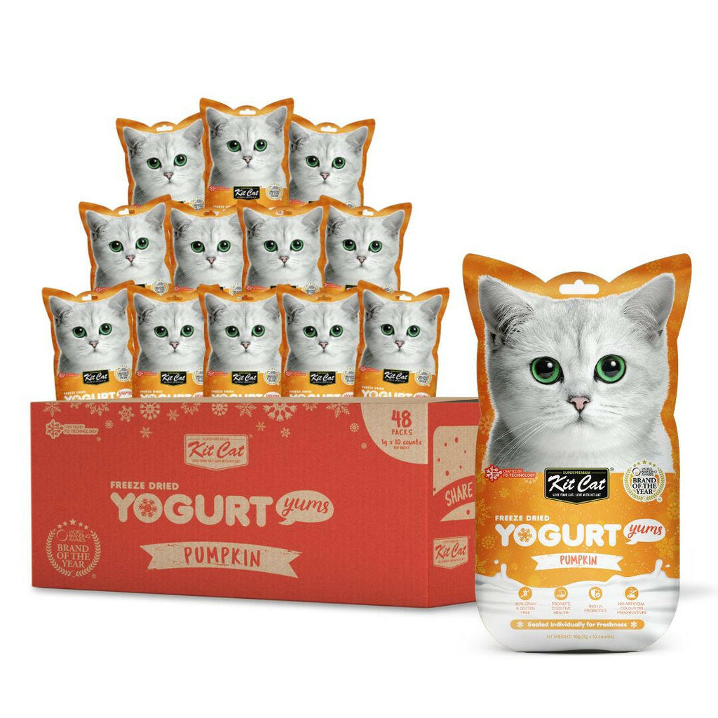 [CTN OF 48] Kit Cat Freeze Dried Yogurt Yums Cat Treats - Pumpkin (10pcs/pkt).