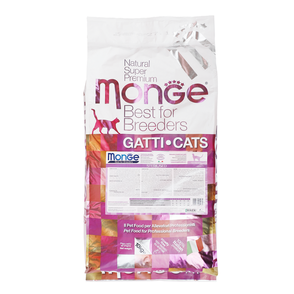 Monge Super Premium Natural Dry Cat Food - Sterilised (10kg).