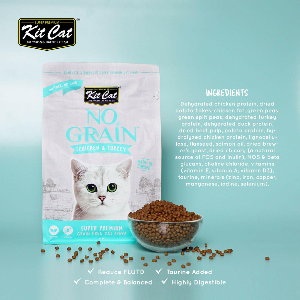Kit Cat No Grain Dry Cat Food - Chicken & Turkey (1kg).