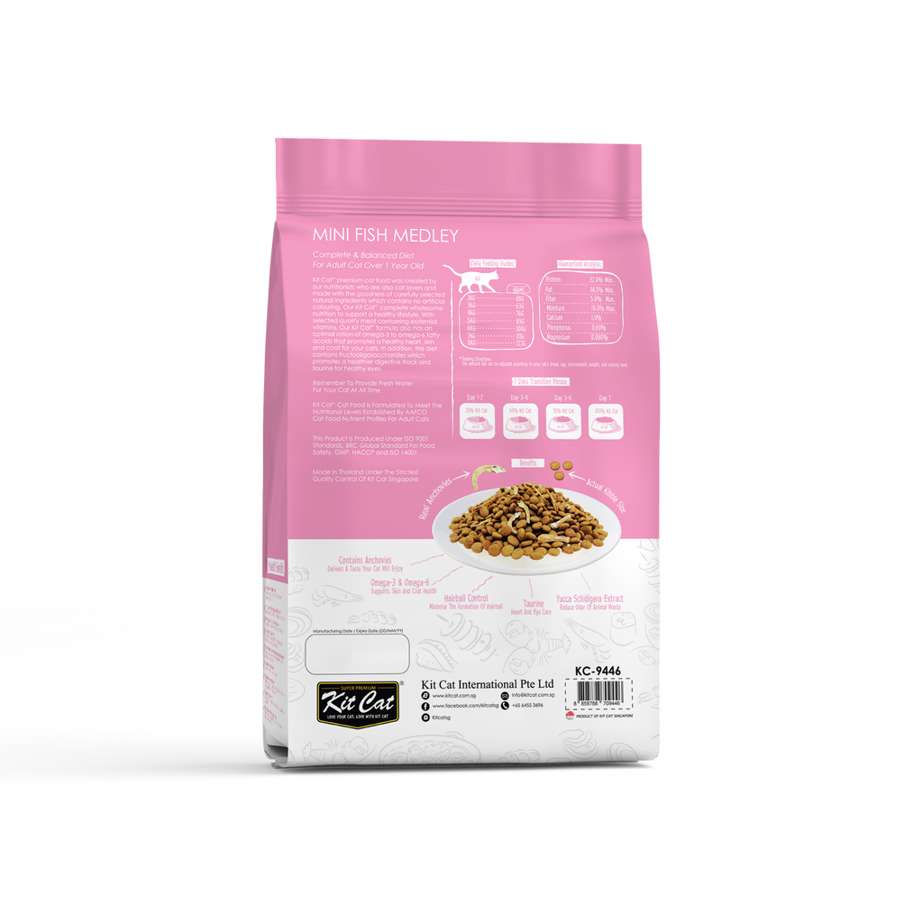 Kit Cat Premium Dry Cat Food  - Mini Fish Medley (5kg).
