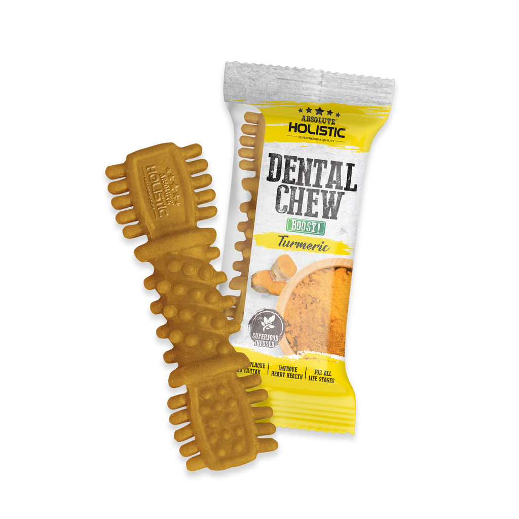 Absolute Holistic BOOST Dental Chew for Dogs - Turmeric (4") | Infused with Superfood.