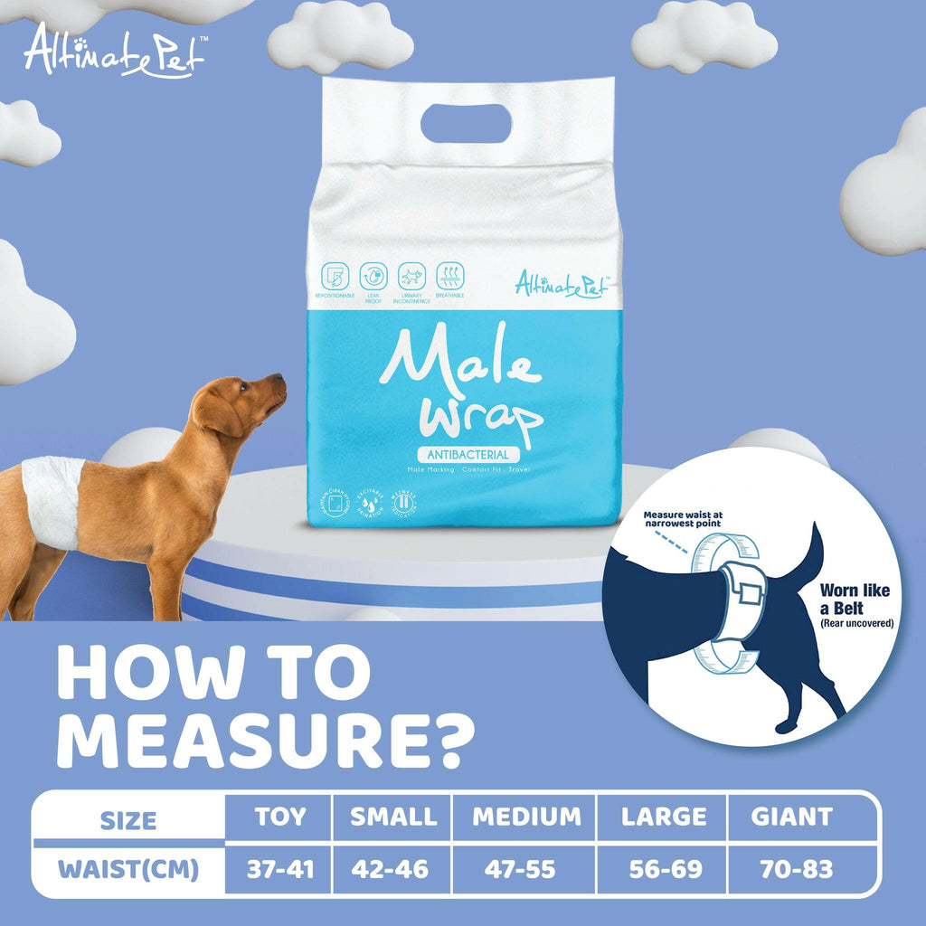 Altimate Pet Antibacterial Disposable Male Wraps (5 Sizes).
