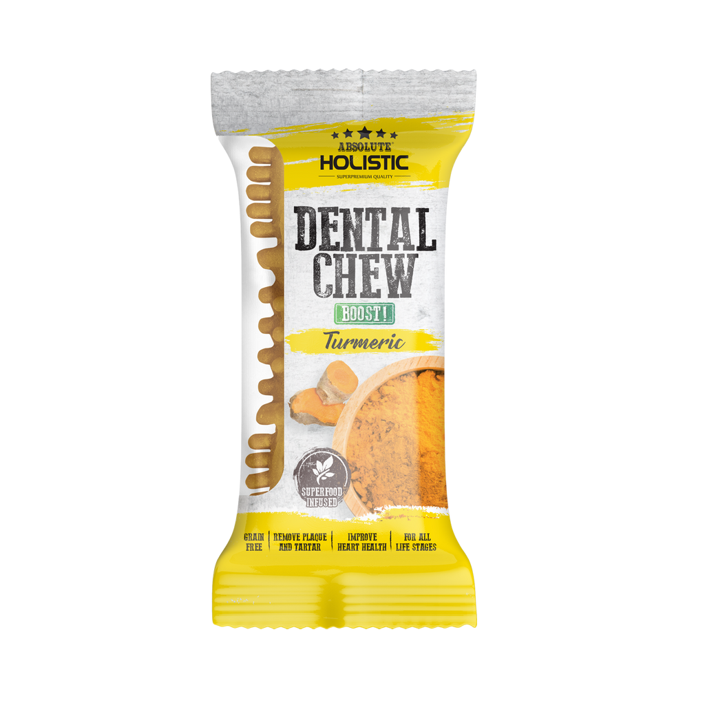 Absolute Holistic BOOST Dental Chew for Dogs - Turmeric (4") | Infused with Superfood.