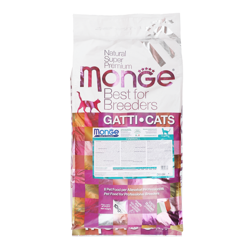 Monge Super Premium Natural Dry Cat Food - Hairball (10kg).