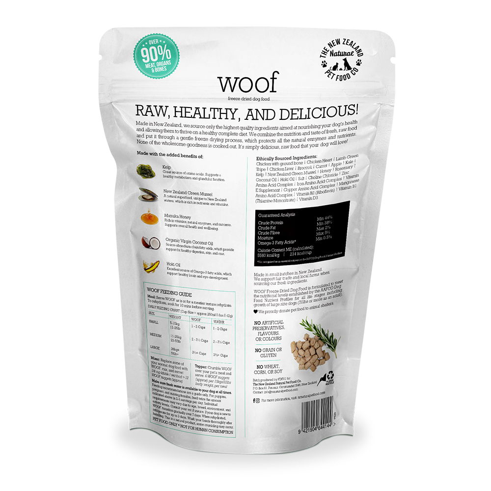 WOOF Freeze Dried Raw Dog Food - Chicken (280g).