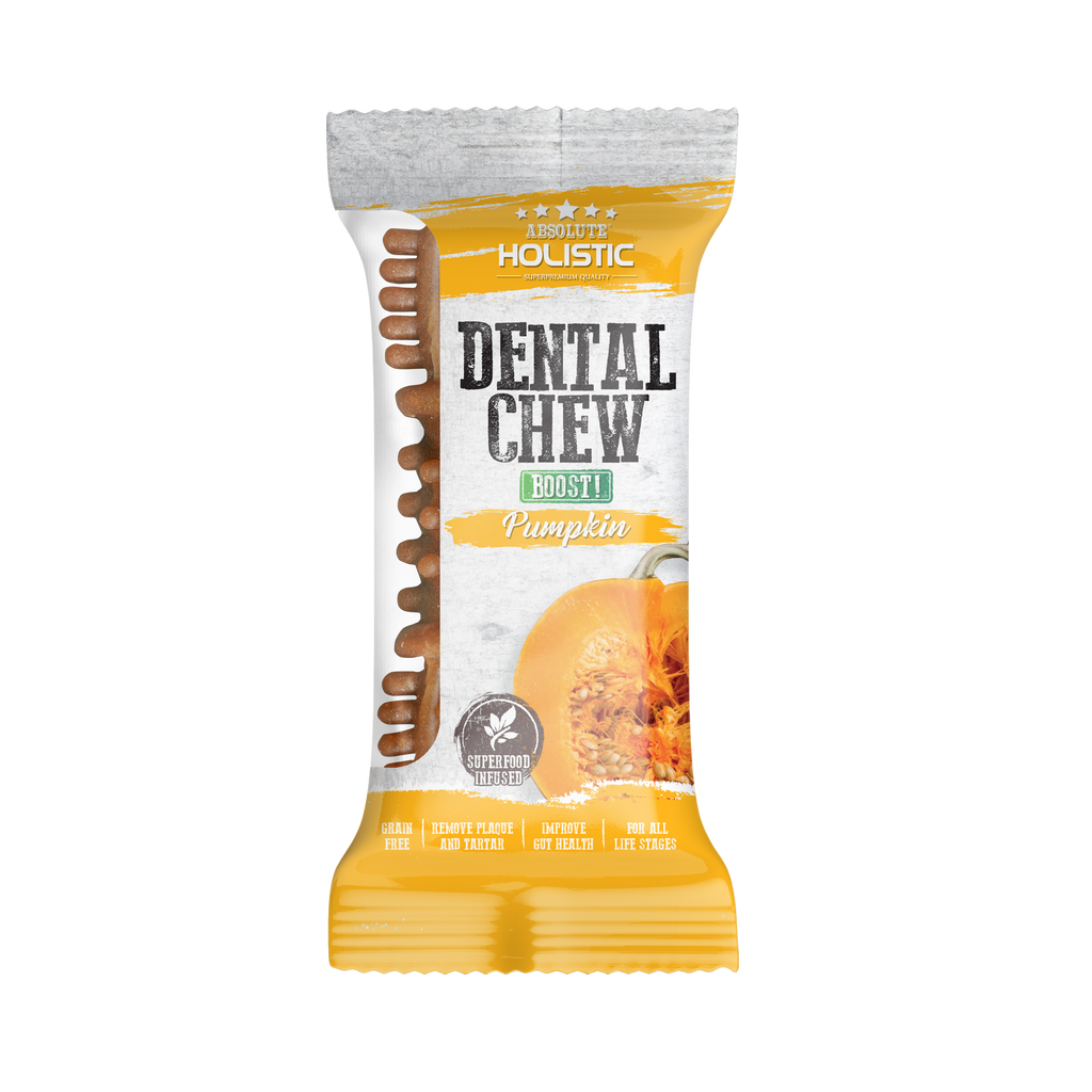 Absolute Holistic BOOST Dental Chew for Dogs - Pumpkin (4") | Infused with Superfood.