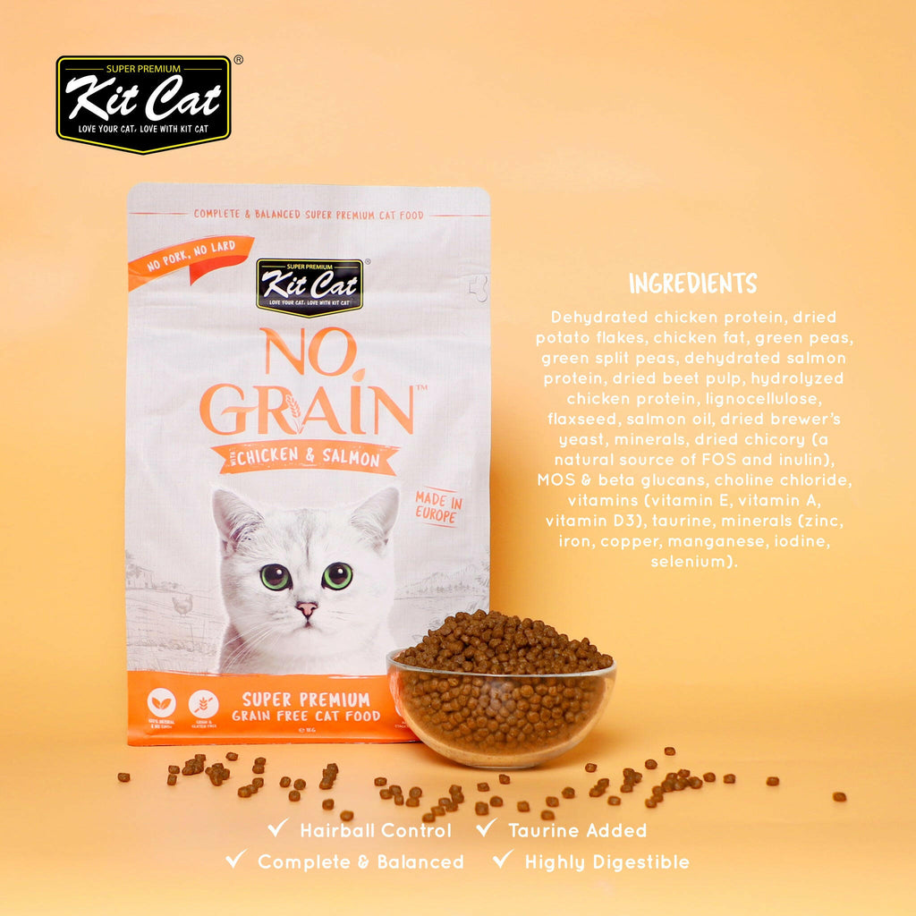 Kit Cat No Grain Dry Cat Food - Chicken & Salmon (1kg).