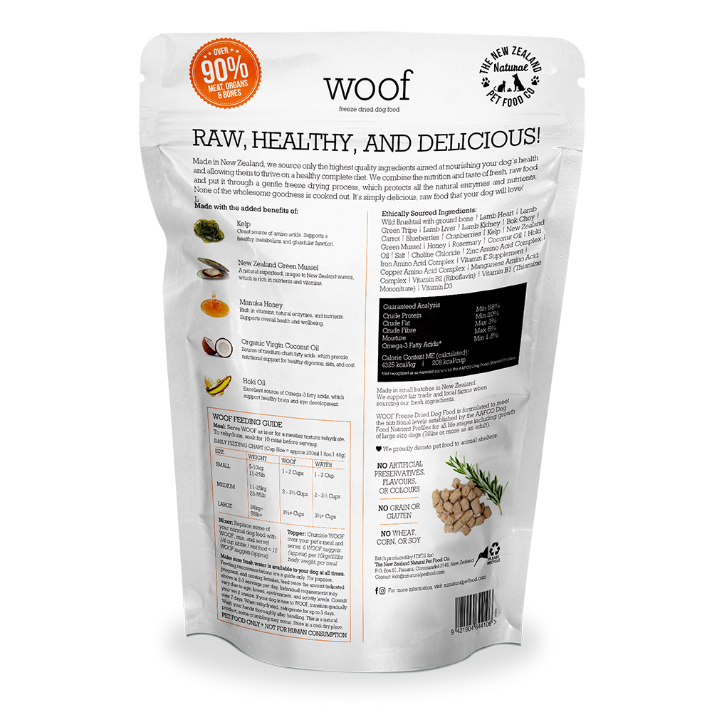 WOOF Freeze Dried Raw Dog Food - Wild Brushtail (1kg).