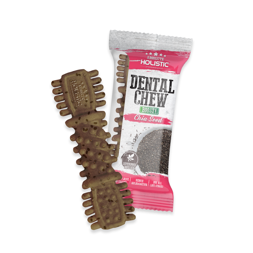 Absolute Holistic BOOST Dental Chew for Dogs - Chia Seed (4") | Infused with Superfood.