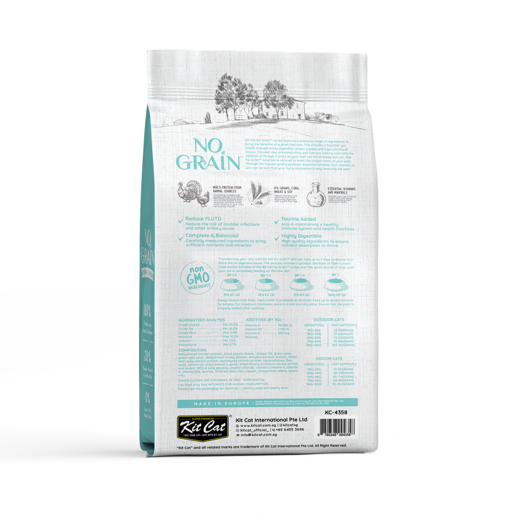 Kit Cat No Grain Dry Cat Food - Chicken & Turkey (10kg).